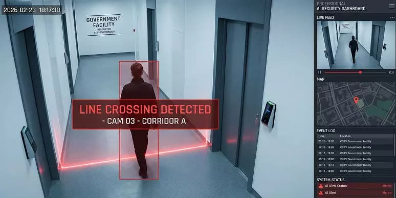 Person crossing digital barrier
