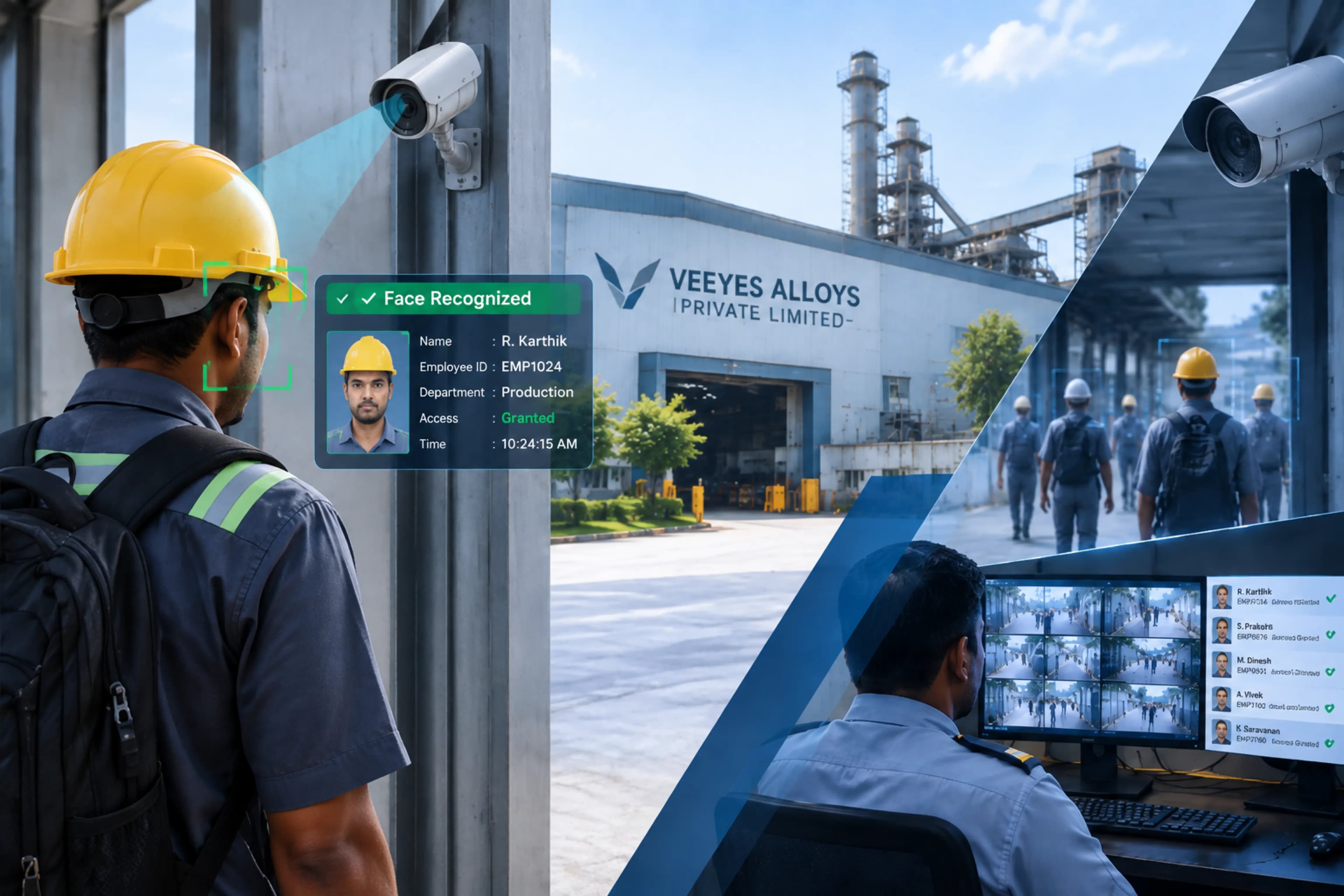 Face recognition attendance at Veeyes Alloys gate