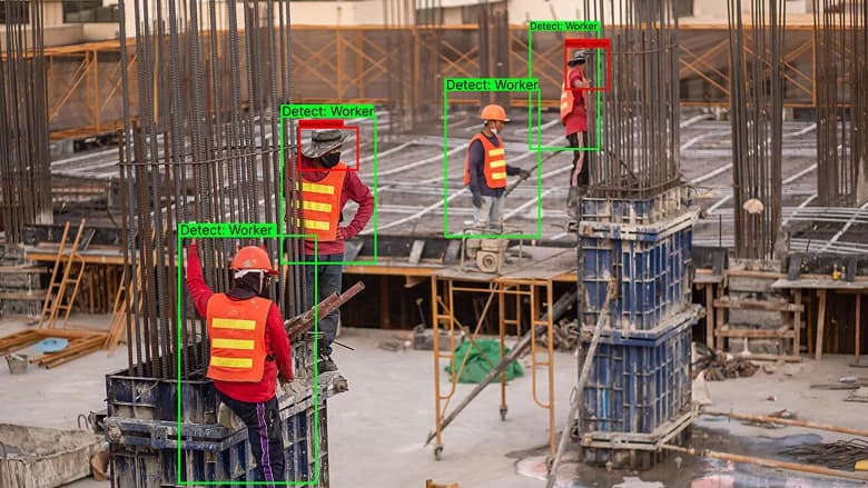 Labor group on scaffolding