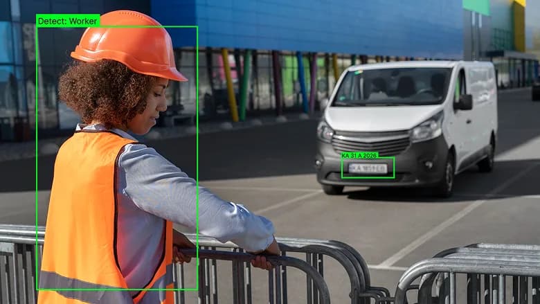 Worker watching site vehicle