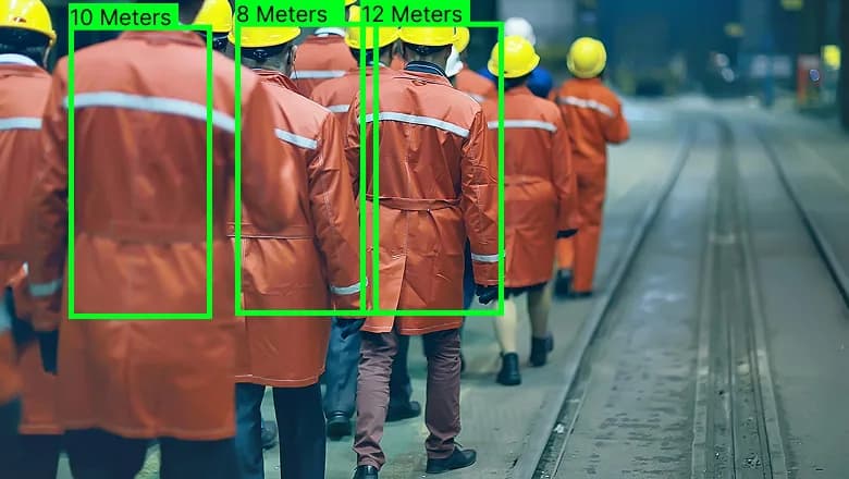 Workers standing in queue