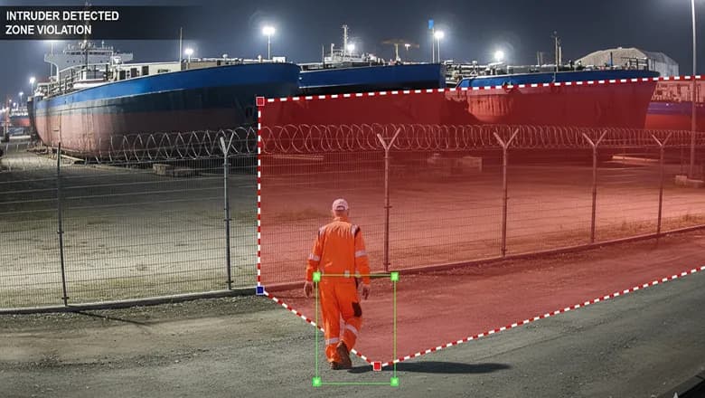 Worker crossing red perimeter