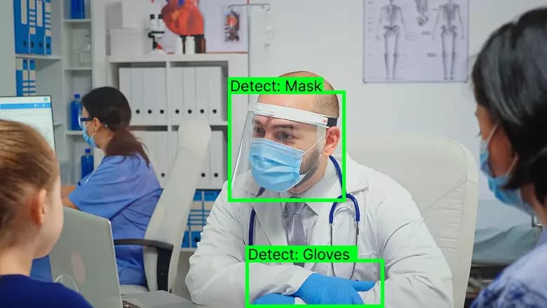 Nurse wearing mask gloves