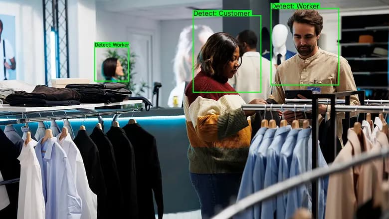 Shoppers browsing clothing racks