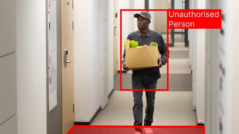 Person crossing restricted hallway