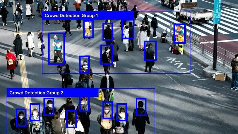 Pedestrians moving through junction