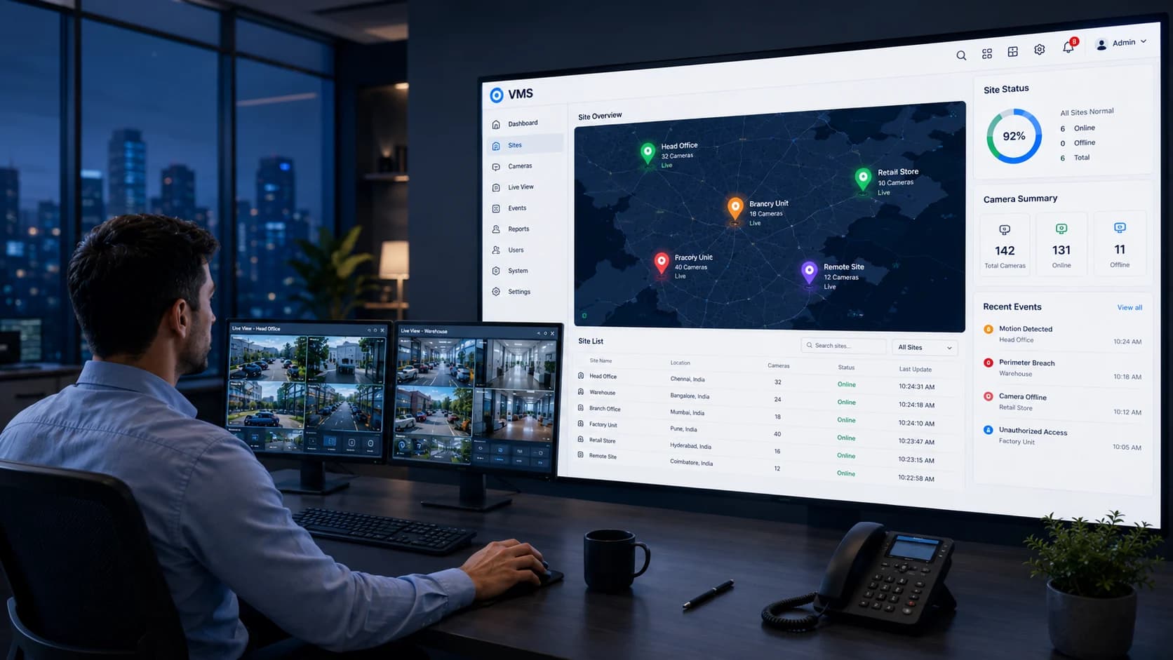 Multi-Site Surveillance Control System